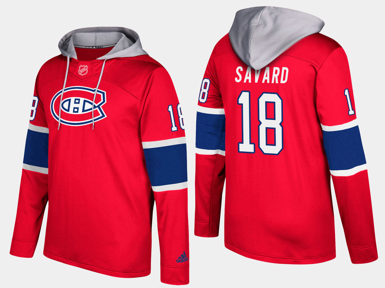 Men NHL Montreal canadiens retired #18 serge savard red hoodie->montreal canadiens->NHL Jersey